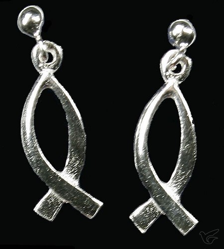 Productafbeelding: voorkant van Oorhangers zilver vis (past bij 4809)