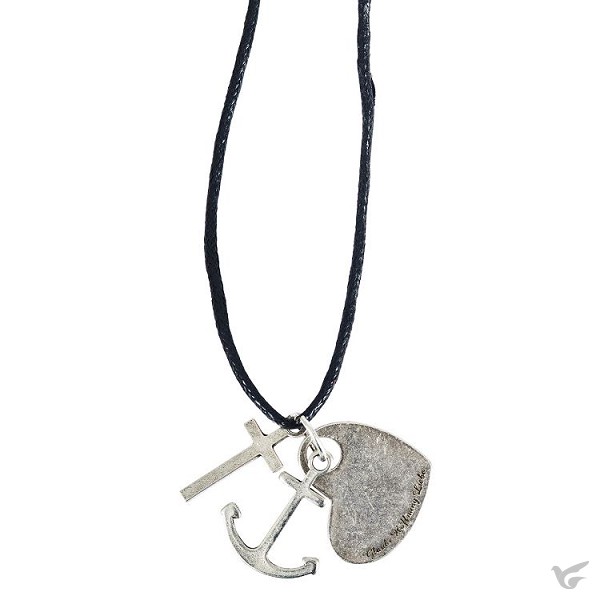 Productafbeelding: voorkant van Ketting Geloof Hoop Liefde 2.5x3cm