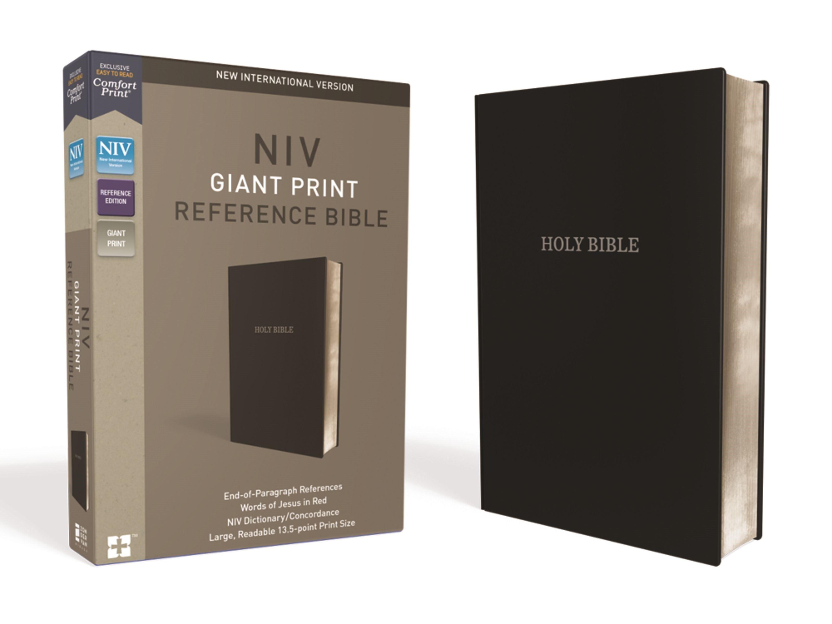 Productafbeelding: voorkant van NIV Giant Print Reference Bible (Comfort Print)-Black Leather-Look