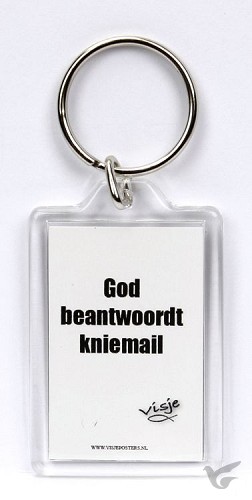 Productafbeelding: voorkant van Sleutelhanger visje God beantwoordt knie