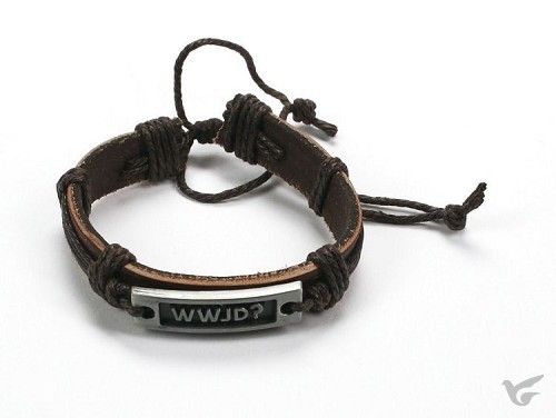 Productafbeelding: voorkant van Armband leer wwjd bruin verstelbaar