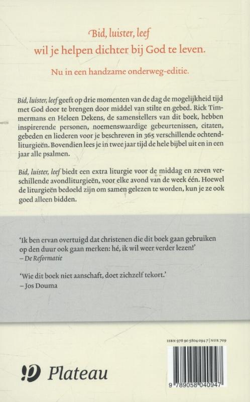 Productafbeelding: achterkant van Bid, luister, leef