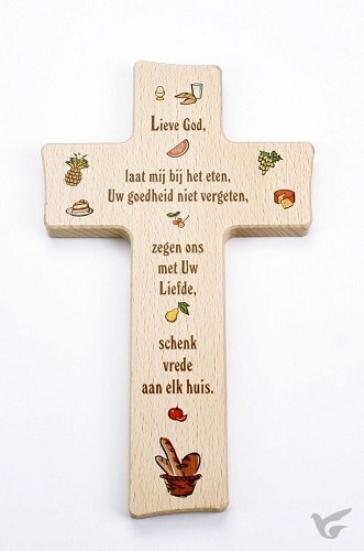 Productafbeelding: voorkant van Kruis hout 20cm kind lieve God laat mij