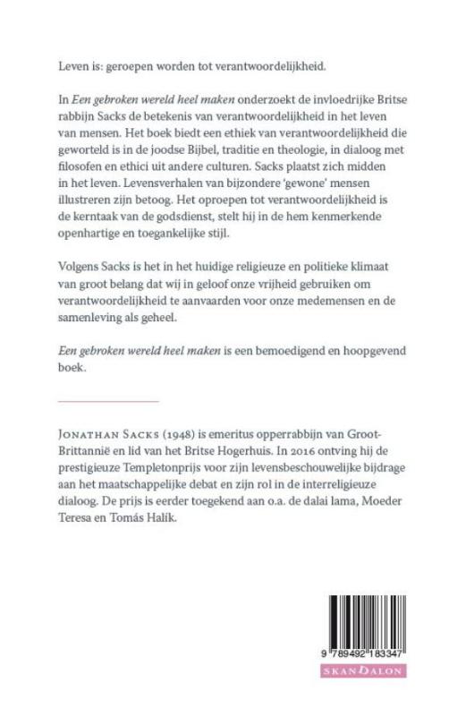 Productafbeelding: achterkant van Een gebroken wereld heel maken