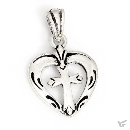 Productafbeelding: voorkant van Silver pendant heart cross