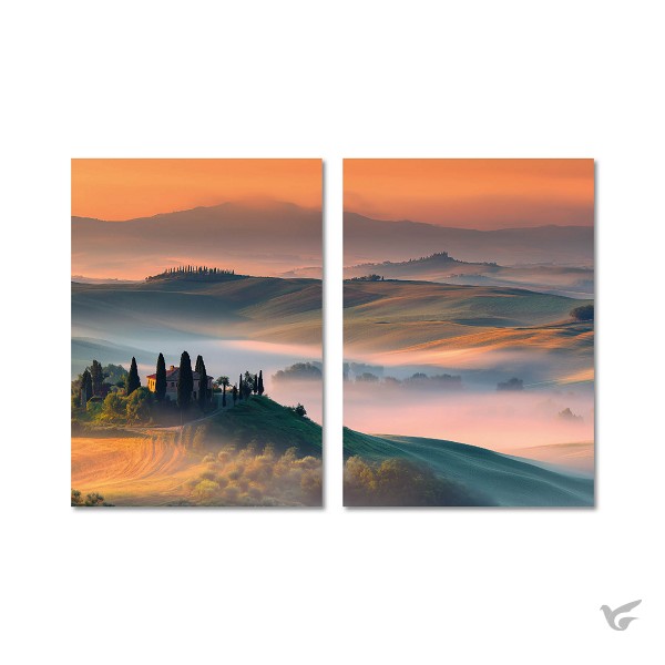 Productafbeelding: voorkant van Wandbord A3 Ochtendnevel boven Toscane