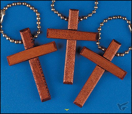 Productafbeelding: voorkant van Keychain wooden cross set 12