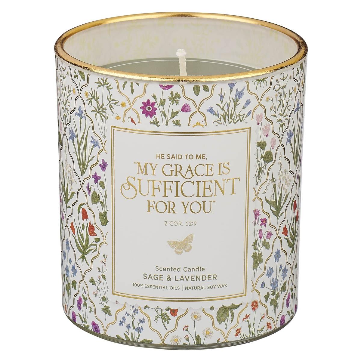 Productafbeelding: voorkant van My Grace Is Sufficient 2 Cor. 12:9 Glass Candle