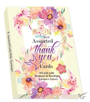 Productafbeelding: voorkant van Boxed Cards Thank You Pink Flowers