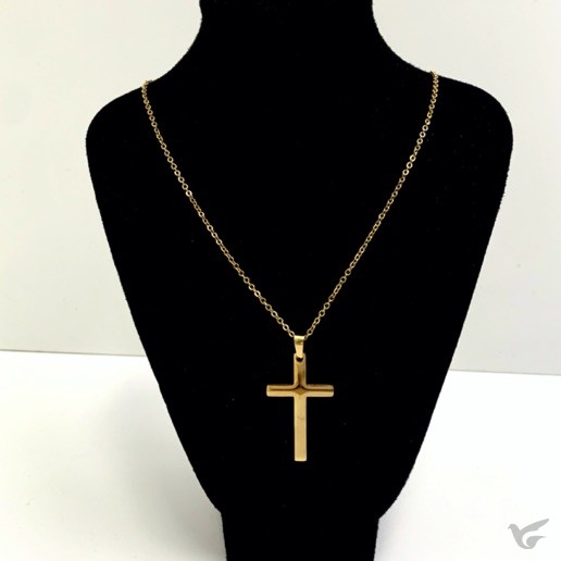 Productafbeelding: voorkant van Ketting kruis 4cm goud