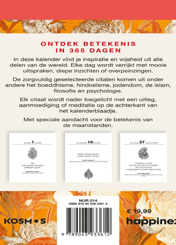 Productafbeelding: achterkant van Happinez spirituele scheurkalender 2025