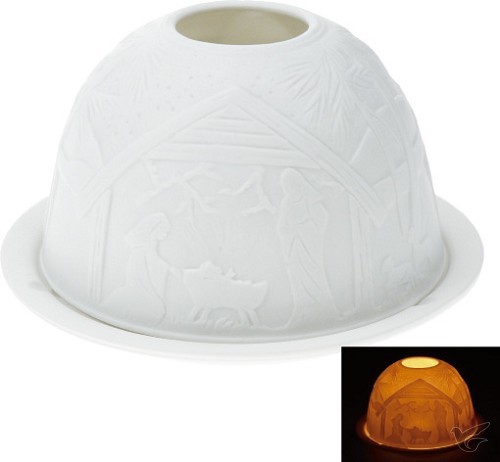Productafbeelding: voorkant van Sfeerlicht  Kerststal Wit Porselein 12x8