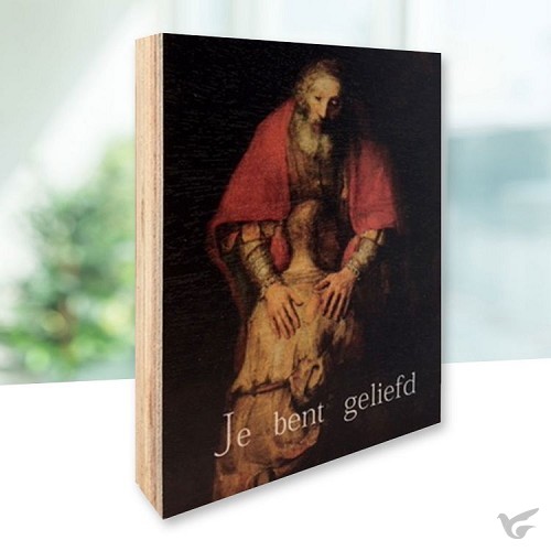 Productafbeelding: voorkant van Houtblok je bent geliefd rembrandt 12x15