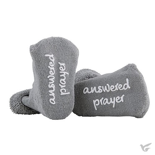 Productafbeelding: voorkant van Baby socks answered Prayer grey