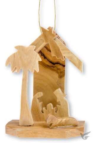 Productafbeelding: voorkant van Boomhanger   Kribbe 7cm olijfhout