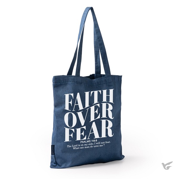 Productafbeelding: voorkant van Denimtas Faith over fear