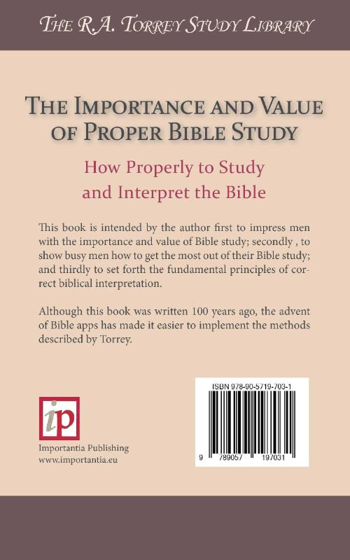Productafbeelding: achterkant van The Importance and Value of Proper Bible Study