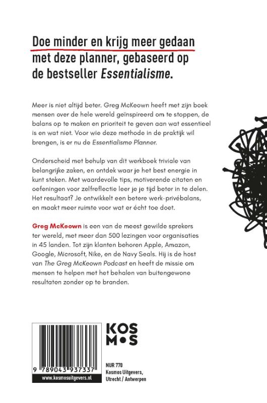 Productafbeelding: achterkant van Essentialisme Planner