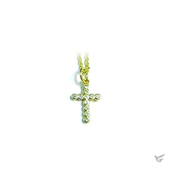 Bestel nu Necklace Crystal Cross small gold Productafbeelding: voorkant van Necklace Crystal Cross small gold