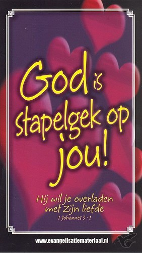 Productafbeelding: voorkant van Minikaart bijbeltje God is stapelgek op