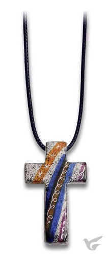 Productafbeelding: voorkant van Ketting kruis speksteen blauw