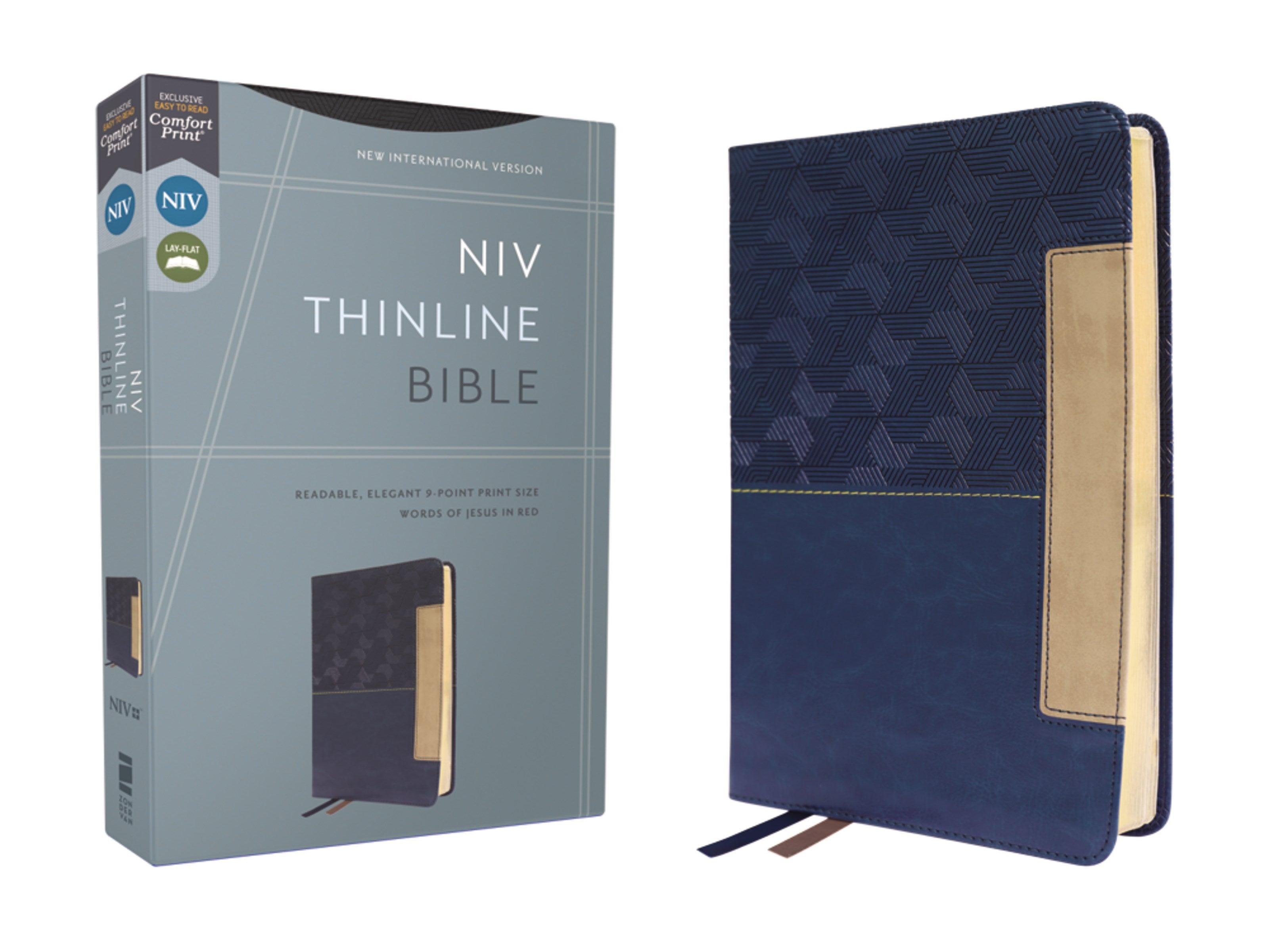 Productafbeelding: voorkant van NIV Thinline Bible (Comfort Print)-Blue Leathersoft