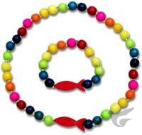 Productafbeelding: voorkant van Ketting/armband hout regenboogkl vis