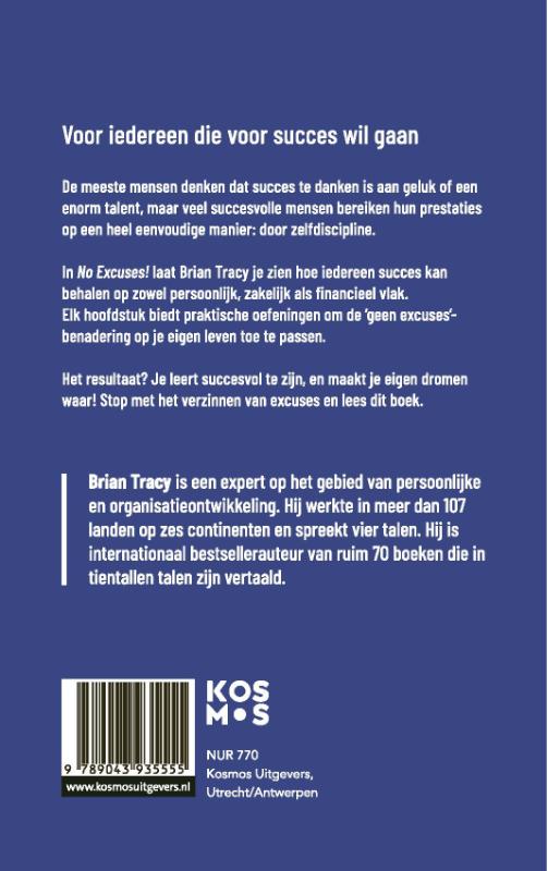 Productafbeelding: achterkant van No Excuses! - Nederlandse editie