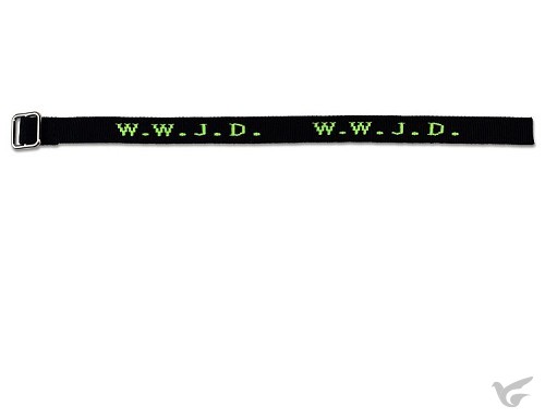 Productafbeelding: voorkant van Armband WWJD Zwart/Neon Groen