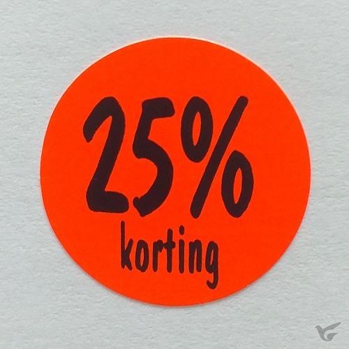 Productafbeelding: voorkant van Stickerrol 500 25% korting rond rood