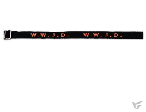Productafbeelding: voorkant van Armband WWJD Zwart/Oranje