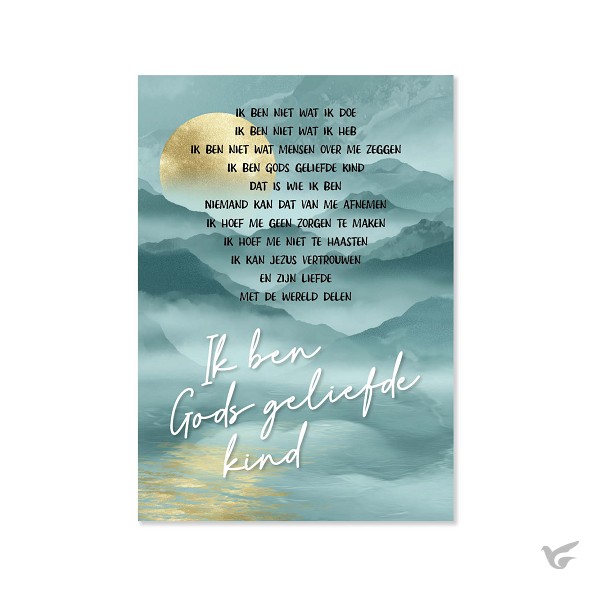 Productafbeelding: voorkant van Plexiglas A5 Gods geliefde kind groen