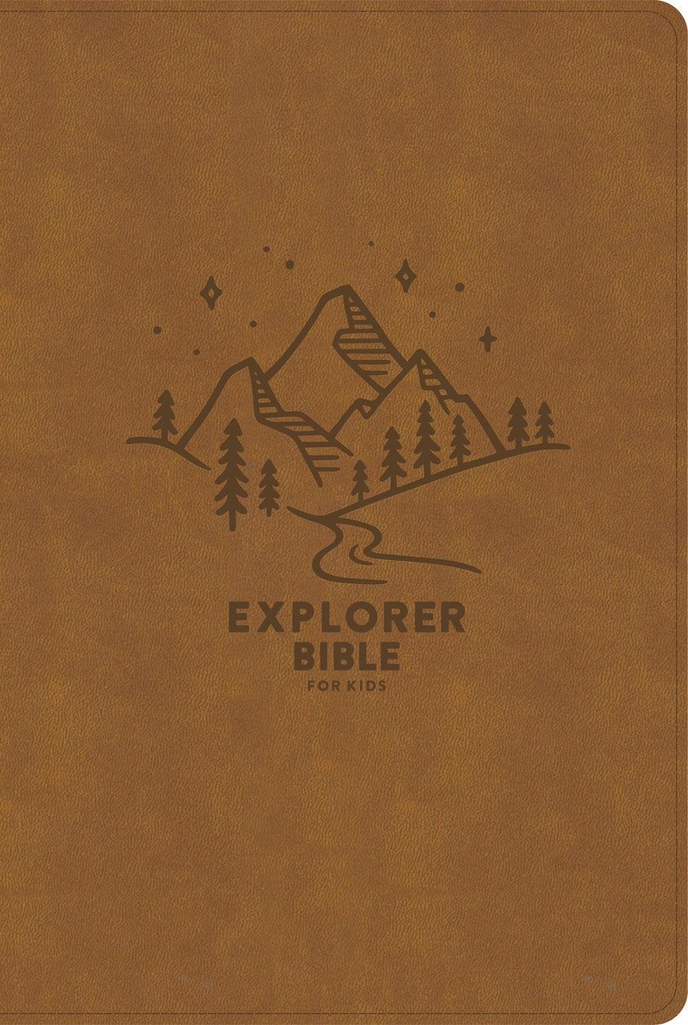 Productafbeelding: voorkant van CSB Explorer Bible For Kids-Brown Mountains LeatherTouch