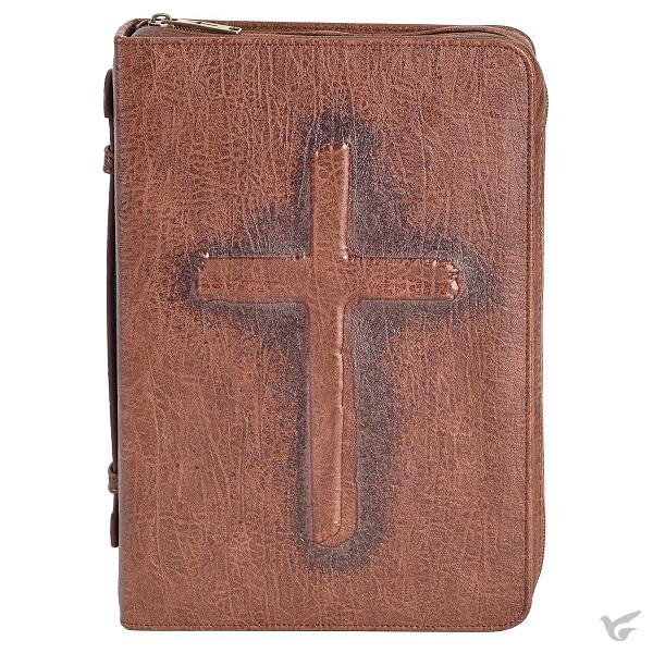 Productafbeelding: voorkant van Biblecover Large Vintage Cross Brown