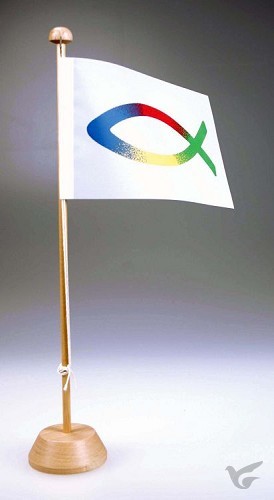 Productafbeelding: voorkant van Vlag tafel op standaard vis-logo 4 kleu