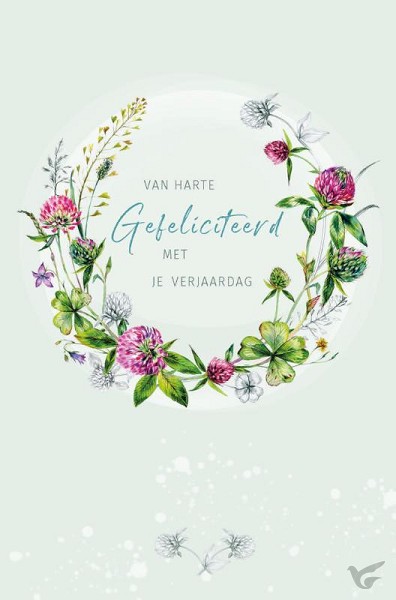 Productafbeelding: voorkant van Krans met bloemen van harte gefeliciteer