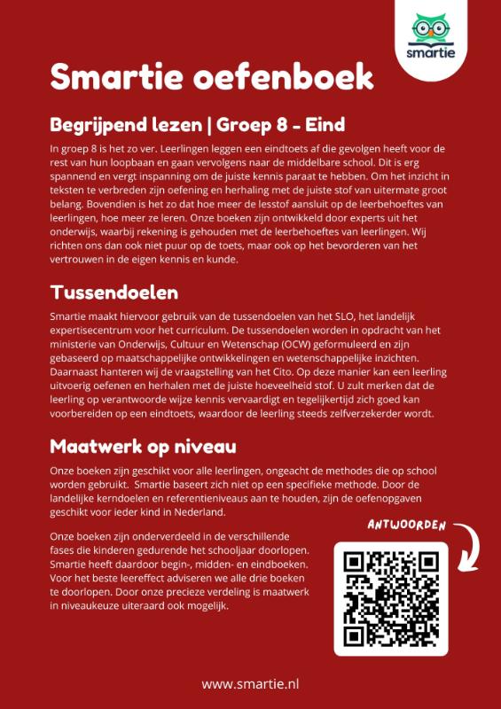 Productafbeelding: achterkant van Begrijpend lezen groep 8 - eind