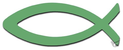 Productafbeelding: voorkant van Sticker  Vis 13cm Donkergroen