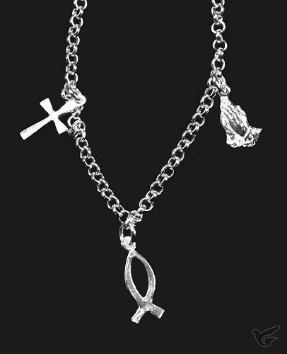 Productafbeelding: voorkant van Armband zilver 18cm kruis/vis b handjes