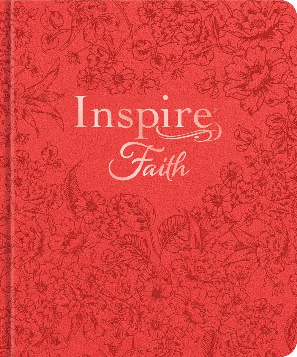 Productafbeelding: voorkant van NLT Inspire Faith Bible  Filament Enabled Edition-Coral Blooms Hardcover LeatherLike