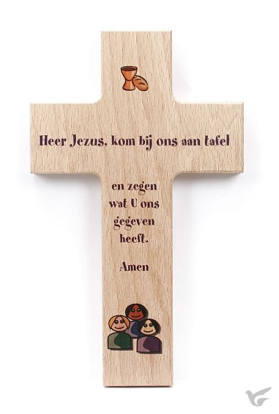 Productafbeelding: voorkant van Kruis hout 20cm Heer Jezus kom bij ons a