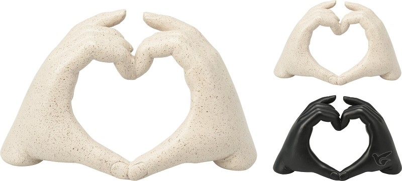 Productafbeelding: voorkant van Figurine 14cm Hands/Heart Love sign blac