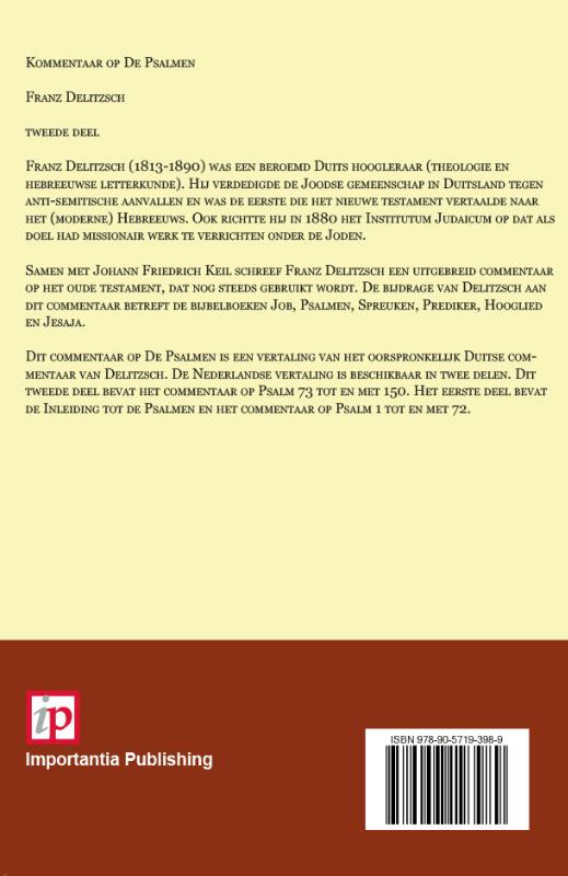 Productafbeelding: achterkant van Commentaar op de Psalmen 2