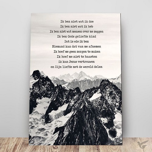 Productafbeelding: voorkant van Metalen wandbord A3 credo bergen