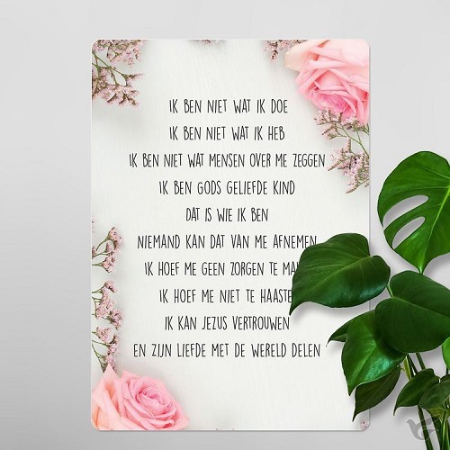 Productafbeelding: voorkant van Interieurbord A4 credo roos