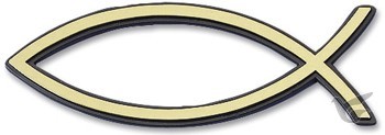 Productafbeelding: voorkant van Auto embleem 13cm goud vis