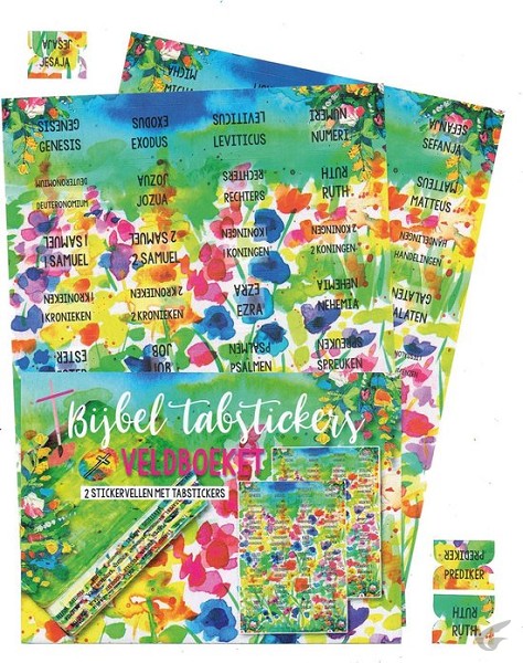Productafbeelding: voorkant van Bijbel tabstickers veldboeket