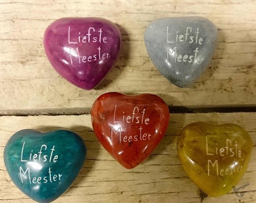 Productafbeelding: voorkant van Liefste meester rood hart steen