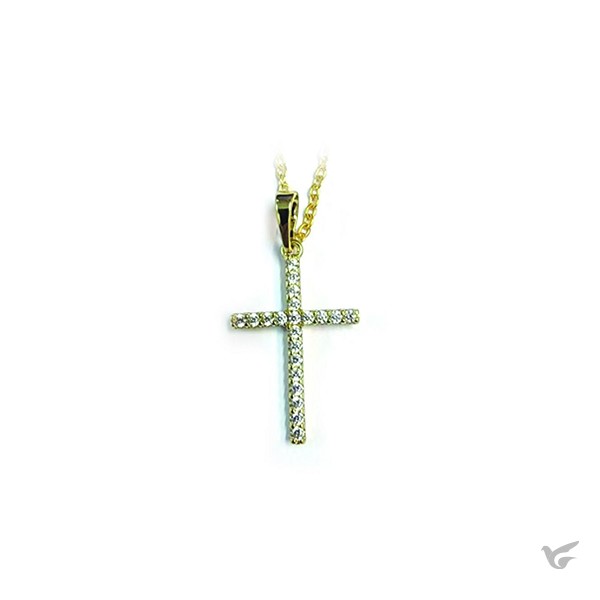 Bestel nu Necklace crystal cross large gold Productafbeelding: voorkant van Necklace crystal cross large gold