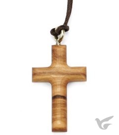Productafbeelding: voorkant van Hanger kruis olijfh 3.5cm aan koord 38cm